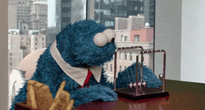 animation of cookie monster on office table