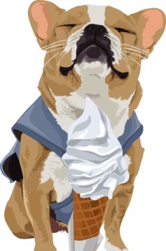 dog with ice cream cartoon