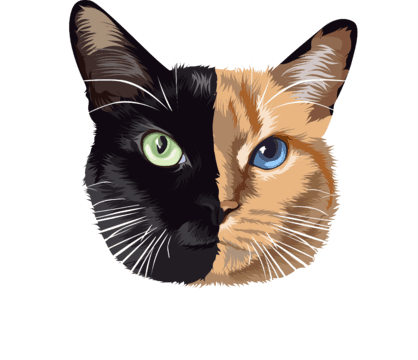 two face cat caricature